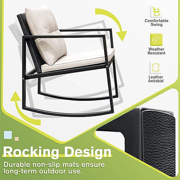 3 Piece Swing Wicker Patio Outdoor Furniture Set - 10C02R