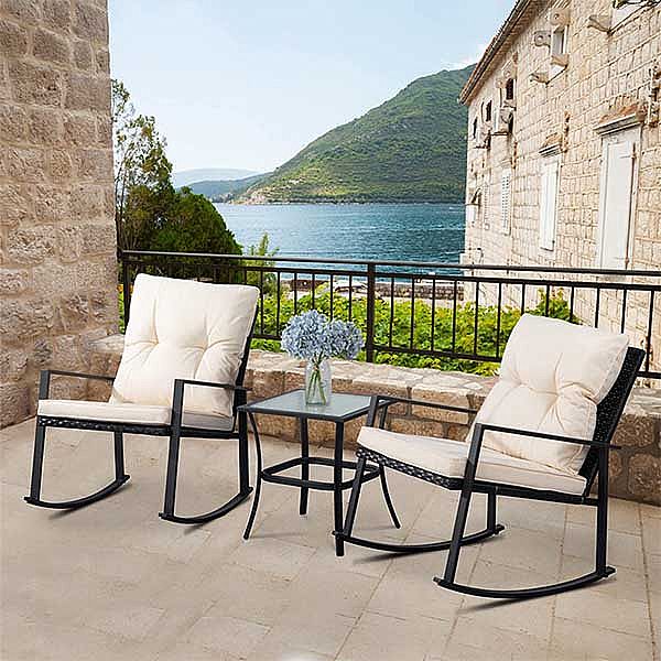 3 Piece Swing Wicker Patio Outdoor Furniture Set - 10C02R
