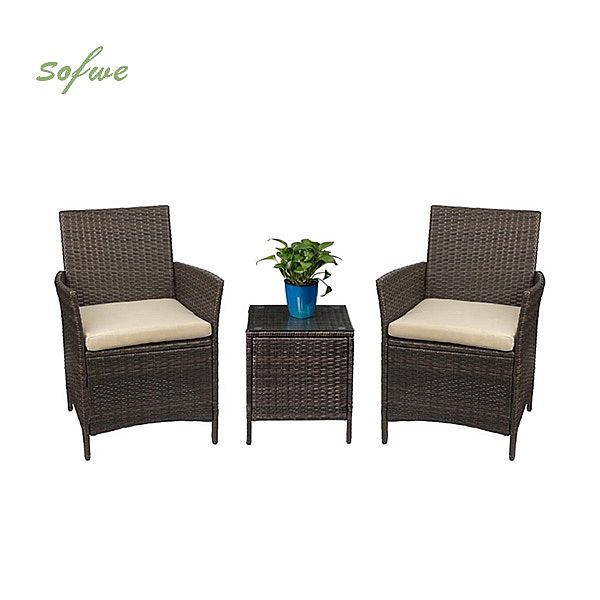 3 Piece Rattan Outdoor Garden Furniture Set Wicker Bar Table - 10C02S