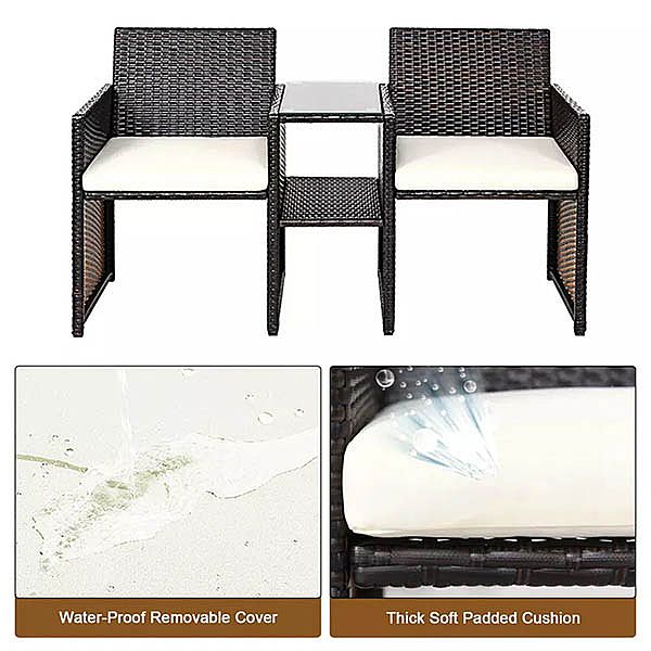 One-piece Suit Rattan Outdoor Garden Furniture Set 2-Seater Sofa - 10C02T