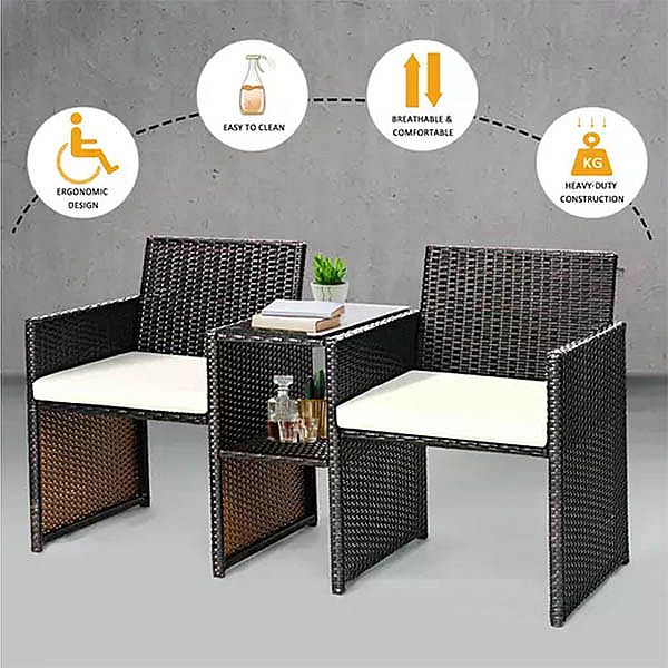 One-piece Suit Rattan Outdoor Garden Furniture Set 2-Seater Sofa - 10C02T