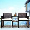One-piece Suit Rattan Outdoor Garden Furniture Set 2-Seater Sofa - 10C02T