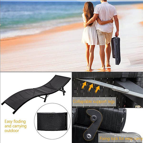 Outdoor Adjustable Folding Sun Loungers Set - 10C02U