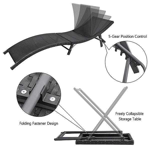 Outdoor Adjustable Folding Sun Loungers Set - 10C02U