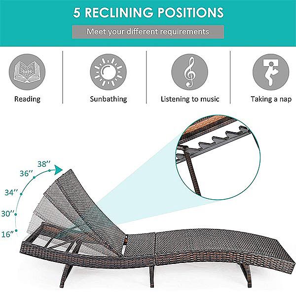 Outdoor Beach Sunbathing Rattan Lounge Chair - 10C02V