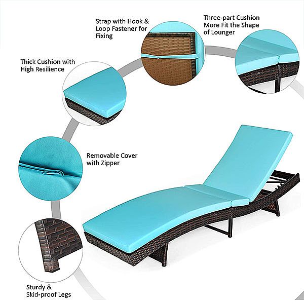Outdoor Beach Sunbathing Rattan Lounge Chair - 10C02V