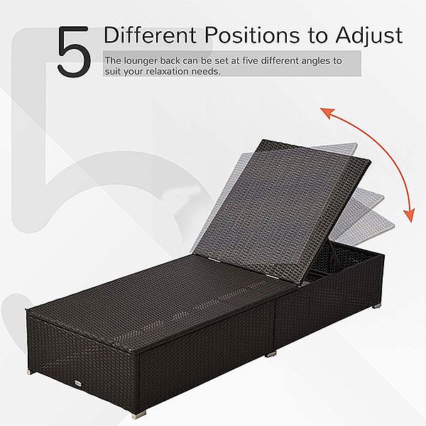 Outdoor Pool Adjustable Backrest Wicker Lounge Chair Set - 10C02W