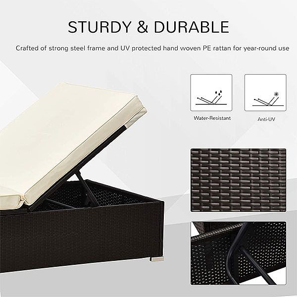 Outdoor Pool Adjustable Backrest Wicker Lounge Chair Set - 10C02W