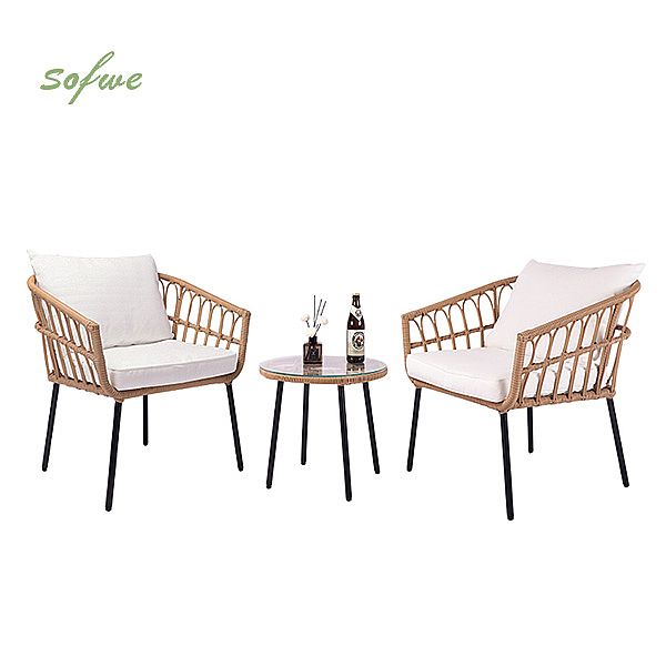 Luxury 3-piece Balcony Garden Wicker Furniture Set - 10C03J