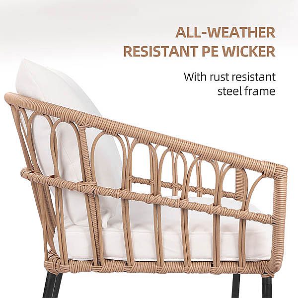 Luxury 3-piece Balcony Garden Wicker Furniture Set - 10C03J