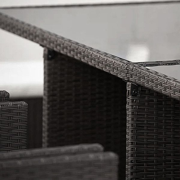 Space-saving Rattan Cube Dining Table with Six Chairs - 10D01A