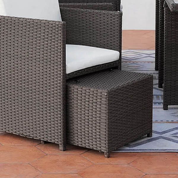 Space-saving Rattan Cube Dining Table with Six Chairs - 10D01A