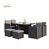 Outdoor Wicker Dining Set With Two Ottoman and Four Armchairs Dining Table - 10D01D