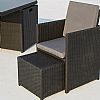 Outdoor Wicker Dining Set With Two Ottoman and Four Armchairs Dining Table - 10D01D