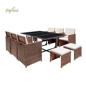 Space-saving Rattan Dining Table Set