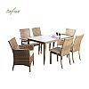 Garden Rattan 6-Piece Dining Table and Chair Set - 10D01H