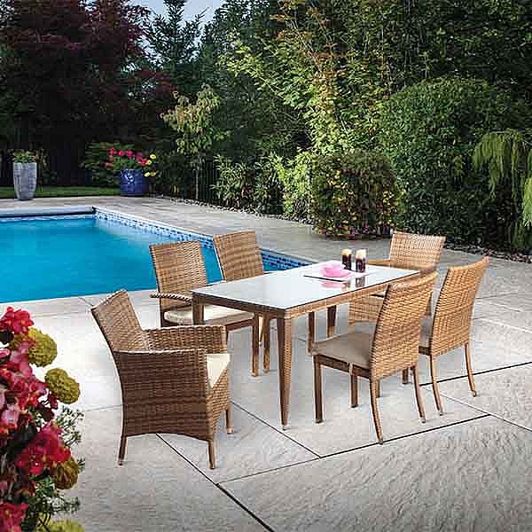 Garden Rattan 6-Piece Dining Table and Chair Set - 10D01H