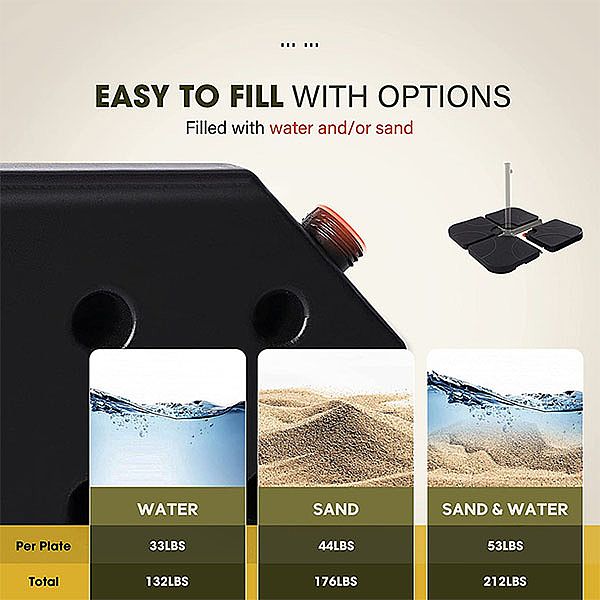 4PCS Heavy Duty Cantilever Offset Patio Umbrella Base - 12U03C